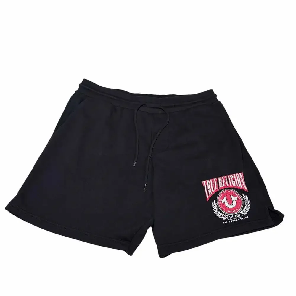True Religion College Horseshoe Sweat Shorts Black 2XL